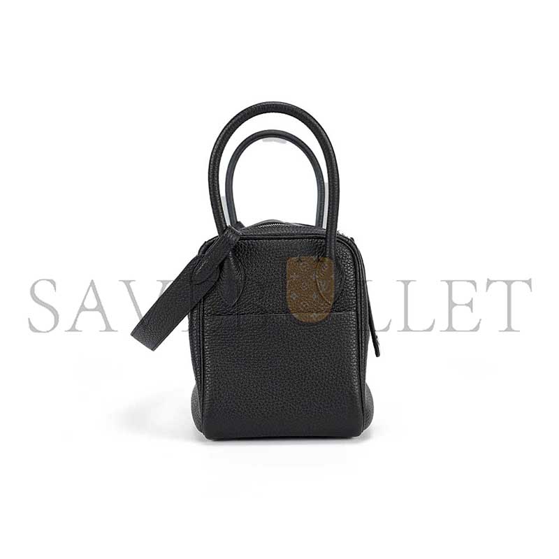 HERMÈS LINDY 26 CLEMENCE LEATHER BLACK TOTE BAG (26*18*12cm)